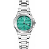 Aybars Erkek Kol Saati, Çelik Kordon, Turkuaz Kadran Quartz Analog Bilek Saati - Turkuaz - Gümüş