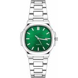 Aybars Erkek Kol Saati, Çelik Kordon, Yeşil Kadran Quartz Analog Bilek Saati - Yeşil - Gümüş