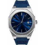 Aybars Erkek Kol Saati, Plastik Kordon, Lacivert Kadran Quartz Analog Bilek Saati - Lacivert - Gümüş