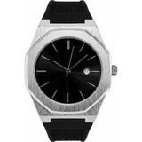 Aybars Erkek Kol Saati, Plastik Kordon, Siyah Kadran Quartz Analog Bilek Saati - Siyah - Gümüş
