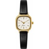 Aybars Kadın Kol Saati Çift Renk, Deri Kordon, Beyaz Kadran Quartz Analog Bilek Saati - Siyah - Altın