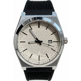 Aybars Premium Erkek Kol Saati Plastik Kordon Gümüş Kadran Takvimli Quartz Analog Bilek Saati - Siyah - Gümüş