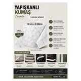 Aybas 10 cm x 5 Metre Carrara Mermer Desenli Yapışkanlı Kumaş Bant – Kendinden Yapışkanlı Dekoratif Kaplama Şeridi, Mobilya ve Yüzey Koruma Bandı