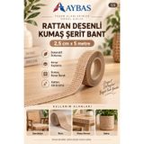 Aybas 2,5 cm x 5 Metre Rattan Desenli Dekoratif Şerit – Kendinden Yapışkanlı Mobilya Kenar Bandı, Sepet ve Dekorasyon Kaplama Şeridi