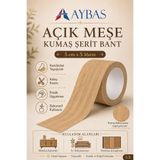 Aybas 5 cm x 5 Metre Açık Meşe Ahşap Desenli Kumaş Yapışkan Bant – Kendinden Yapışkanlı Mobilya Kenar Kaplama Bandı, Dekoratif Tamir ve Yenileme Şeridi