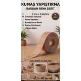 Aybas 5 cm x 5 Metre Rattan Desenli Dekoratif Şerit – Kendinden Yapışkanlı Mobilya Kenar Bandı, Sepet ve Dekorasyon Kaplama Şeridi