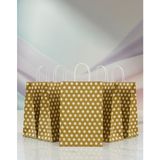 Aybaş Kağıtçılık 1.kalite 18X24 cm ( 10 Adet ) Gold Renk Beyaz Benekli Kraft Kağıt Çanta,hediye Poşeti,hediye Paketi - 18 x 24 cm