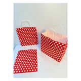 aybaş kağıtçılık 1.Kalite 18x24 Cm (10 Adet) Kırmızı Renk Beyaz Benekli Kraft Kağıt Çanta,Hediye Poşeti,Hediye Paketi