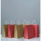 Aybaş Kağıtçılık 1.kalite 18X24 cm (10 Adet) Kırmızı(10 Adet) Gold Renk Beyaz Benekli,kraft Kağıt Çanta,hediye Paketi - 20 Adet