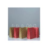 Aybaş Kağıtçılık 1.Kalite 18X24 Cm (10 Adet) Kırmızı(10 Adet) Gold Renk Beyaz Benekli,Kraft Kağıt Çanta,Hediye Paketi