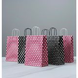 Aybaş Kağıtçılık 1.kalite 18X24 cm (10 Adet) Siyah (10 Adet) Pembe Renk Beyaz Benekli,kraft Kağıt Çanta,hediye Paketi - 20 Adet
