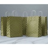 Aybaş Kağıtçılık 1.kalite 18X24 cm ( 15 Adet ) Gold Renk Beyaz Benekli Kraft Kağıt Çanta,hediye Poşeti,hediye Paketi - 18 x 24 cm
