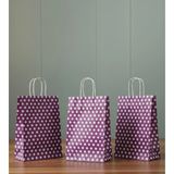 Aybaş Kağıtçılık 1.kalite 18X24 cm ( 15 Adet ) Mor Renk Beyaz Benekli Kraft Kağıt Çanta,hediye Poşeti,hediye Paketi