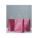 Aybaş Kağıtçılık 1.kalite 18X24 cm ( 15 Adet ) Pembe Renk Beyaz Benekli Kraft Kağıt Çanta,hediye Poşeti,hediye Paketi