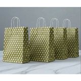 Aybaş Kağıtçılık 1.kalite 18X24 cm ( 20 Adet ) Gold Renk Beyaz Benekli Kraft Kağıt Çanta,hediye Poşeti,hediye Paketi - 18 x 24 cm