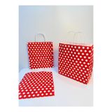 aybaş kağıtçılık 1.Kalite 18x24 Cm (25 Adet) Kırmızı Renk Beyaz Benekli Kraft Kağıt Çanta,Hediye Poşeti,Hediye Paketi