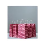 Aybaş Kağıtçılık 1.kalite 18X24 cm ( 25 Adet ) Pembe Renk Beyaz Benekli Kraft Kağıt Çanta,hediye Poşeti,hediye Paketi
