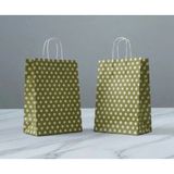 Aybaş Kağıtçılık 1.kalite 18X24 cm ( 5 Adet ) Gold Renk Beyaz Benekli Kraft Kağıt Çanta,hediye Poşeti,hediye Paketi - 18 x 24 cm