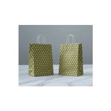 aybaş kağıtçılık 1.Kalite 18x24 Cm ( 5 Adet ) Gold Renk Beyaz Benekli Kraft Kağıt Çanta,Hediye Poşeti,Hediye Paketi