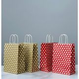 Aybaş Kağıtçılık 1.kalite 18X24 cm (5 Adet) Kırmızı (5 Adet) Gold Renk Beyaz Benekli,kraft Kağıt Çanta,hediye Paketi - 10 Adet