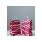 Aybaş Kağıtçılık 1.kalite 18X24 cm ( 5 Adet ) Pembe Renk Beyaz Benekli Kraft Kağıt Çanta,hediye Poşeti,hediye Paketi