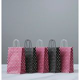 Aybaş Kağıtçılık 1.kalite 18X24 cm (5 Adet) Siyah (5 Adet) Pembe Renk Beyaz Benekli,kraft Kağıt Çanta,hediye Paketi - 10 Adet