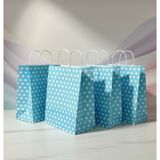 Aybaş Kağıtçılık 1.kalite 25X31 cm Büyük Boy ( 15 Adet ) Mavi Renk Beyaz Benekli Kraft Kağıt Çanta, Hediye Paketi