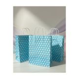 Aybaş Kağıtçılık 1.kalite 25X31 cm Büyük Boy ( 25 Adet ) Mavi Renk Beyaz Benekli Kraft Kağıt Çanta, Hediye Paketi