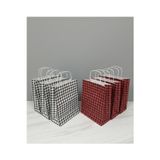 Aybaş Kağıtçılık 1.Kalite 25X31 Cm(10Adet)Siyah(10Adet)Kırmızı Renkli Büyük Boy Ekose Kraft Kağıt Çanta,Hediye Paketi