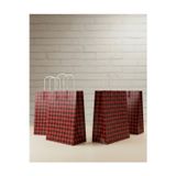 Aybaş Kağıtçılık 1.Kalite 25X31 Cm(20Adet)Büyük Boy Siyah/Kırmızı Ekose Kraft Kağıt Çanta,Hediye Poşeti,Hediye Paketi