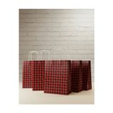 Aybaş Kağıtçılık 1.Kalite 25X31 Cm(25Adet)Büyük Boy Siyah/Kırmızı Ekose Kraft Kağıt Çanta,Hediye Poşeti,Hediye Paketi