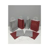 Aybaş Kağıtçılık 1.Kalite 25X31 Cm(5 Adet)Siyah(5 Adet)Kırmızı Renkli Büyük Boy Ekose Kraft Kağıt Çanta,Hediye Paketi