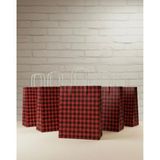 Aybaş Kağıtçılık 1.kalite 25X31CM Büyük BOY(10ADET) Siyah/kırmızı Ekose Kraft Kağıt Çanta,hediye Poşeti,hediye Paketi - 10 Adet