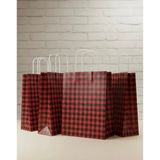 Aybaş Kağıtçılık 1.kalite 25X31CM Büyük BOY(20ADET) Siyah/kırmızı Ekose Kraft Kağıt Çanta,hediye Poşeti,hediye Paketi - 20 Adet