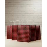 Aybaş Kağıtçılık 1.kalite 25X31CM Büyük BOY(25ADET) Siyah/kırmızı Ekose Kraft Kağıt Çanta,hediye Poşeti,hediye Paketi - 25 Adet