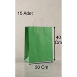 Aybaş Kağıtçılık 1.kalite 30X40 cm ( 15 Adet ) Büyük Boy Yeşil Renkli Kraft Kağıt Çanta, Hediye Paketi, Hediye Poşeti - 30 x 40 cm