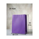 Aybaş Kağıtçılık 1.Kalite 30X40 Cm ( 20 Adet ) Büyük Boy Mor Renkli Kraft Kağıt Çanta, Hediye Paketi, Hediye Poşeti