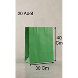 Aybaş Kağıtçılık 1.kalite 30X40 cm ( 20 Adet ) Büyük Boy Yeşil Renkli Kraft Kağıt Çanta, Hediye Paketi, Hediye Poşeti - 30 x 40 cm