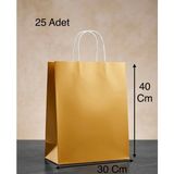 Aybaş Kağıtçılık 1.Kalite 30X40 Cm ( 25 Adet ) Büyük Boy Gold Renkli Kraft Kağıt Çanta, Hediye Paketi, Hediye Poşeti