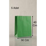 aybaş kağıtçılık 1.Kalite 30x40 Cm ( 5 Adet ) Büyük Boy Yeşil Renkli Kraft Kağıt Çanta, Hediye Paketi, Hediye Poşeti