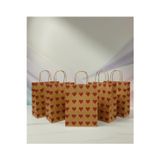 Aybaş Kağıtçılık 25X31 Cm ( 10 Adet ) Kırmızı Kalp Desenli Kraft Çanta,Hediye Poşeti,Hediye Paketi,Kraft Kağıt Çanta