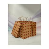 Aybaş Kağıtçılık 25X31 Cm ( 20 Adet ) Kırmızı Kalp Desenli Kraft Çanta,Hediye Poşeti,Hediye Paketi,Kraft Kağıt Çanta