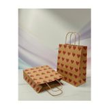 Aybaş Kağıtçılık 25X31 Cm ( 5 Adet ) Kırmızı Kalp Desenli Kraft Çanta,Hediye Poşeti,Hediye Paketi,Kraft Kağıt Çanta