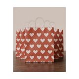 Aybaş Kağıtçılık 25X31Cm (10Adet)Beyaz Kalp Desenli Kırmızı Kraft Çanta,Hediye Poşeti,Hediye Paketi,Kraft Kağıt Çanta