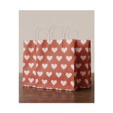 Aybaş Kağıtçılık 25X31Cm (15Adet)Beyaz Kalp Desenli Kırmızı Kraft Çanta,Hediye Poşeti,Hediye Paketi,Kraft Kağıt Çanta