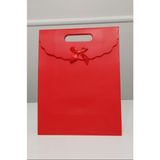 Aybaş Kağıtçılık Kırmızı Özel Tasarım Lüks Karton Fiyonklu Cırtcırtlı Hediye Çantası 24X12X31 cm (1 Adet) - Tekli Paket