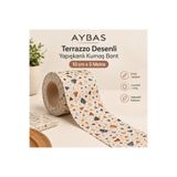 Aybas Terrazzo Desenli Yapışkanlı Kumaş Bant 10 cm x 5 Metre – Dekoratif Koruyucu Şerit
