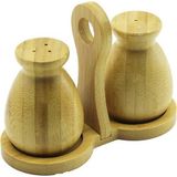 Aybastılı 2 PCS - ŞİŞE MODELİ AHŞAP BAMBU TUZLUK - BAHARATLIK TUTACAKLI AHŞAP STAND (K246)
