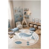 Aybek Home Deniz Temalı Yuvarlak Çocuk Odası Halısı Baskılı Yıkanabilir Kaymaz Tabanlı Halı