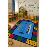 Aybek Home Eğitici Müzik Temalı Baskılı Kaymaz Taban Yıkanabilir Anaokulu ve Kreş Oyun Halısı